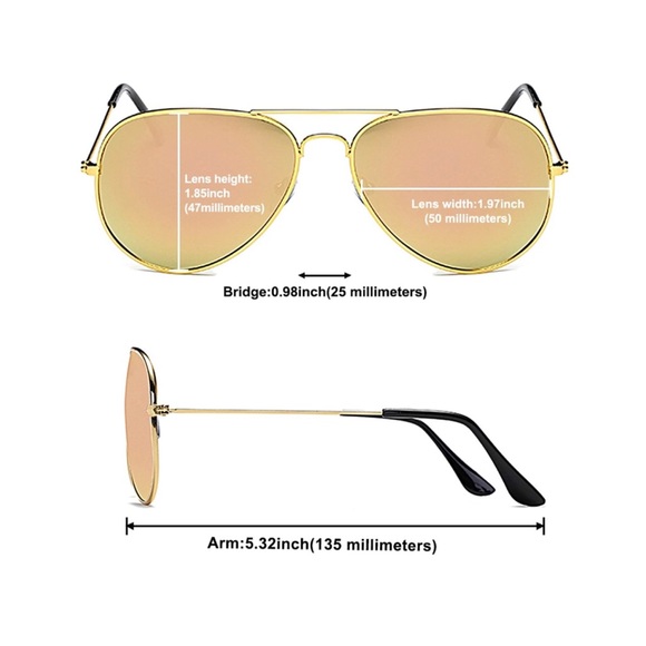 🆕 Rose Gold Mirrored Aviators - Picture 2 of 2